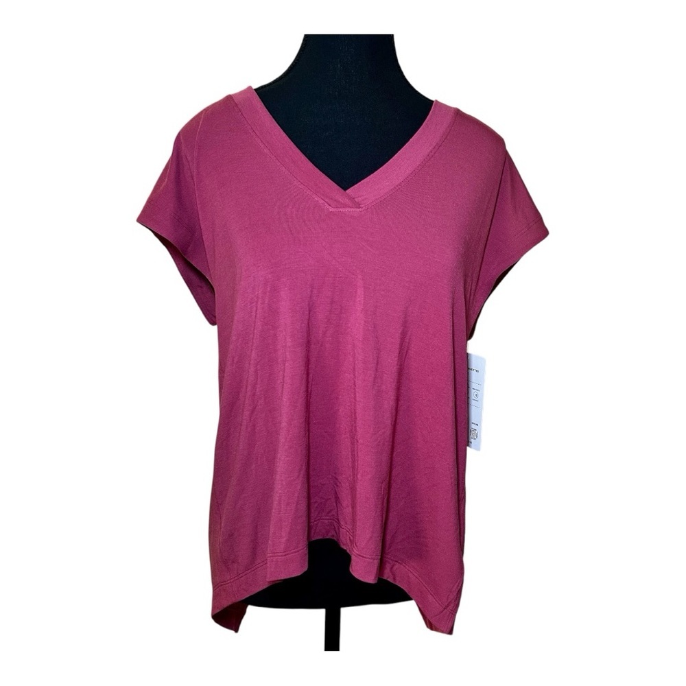 Athleta Women’s V Neck Burgundy Top, Split Back, Cross-back, Size Small NWT